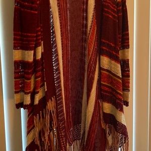 Crochet Style Fringed Sweater Coat